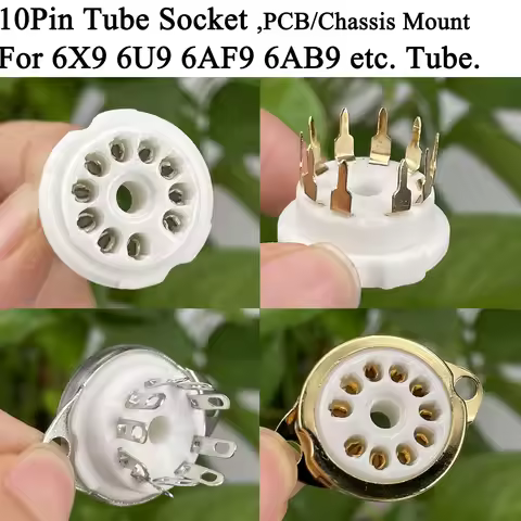 10PCS 10Pins Ceramic Tube Socket GZC10-C Electron Tube Socket 6X9 6U9 6AF9 6AB9 Vacuum Tube DIY HIFI