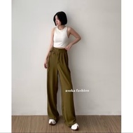 (Preloved) ASOKA Zoey Pants 3625 - Crinkle pants - Women's Culottes - Plain Long Pants