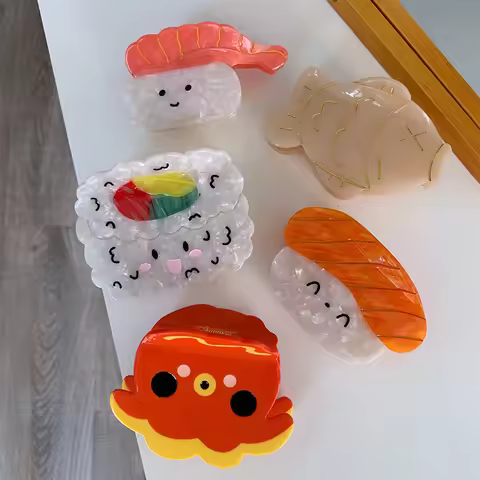 Food Series Hair Clip Funny Cute Food Octopus Shrimp Rice Ball Sushi Acetic Acid Grab Clip Head Pan 