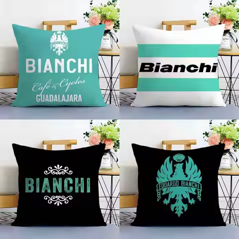 Luxury B-Bianchi Logo Pillow Case Sofa Living Room Bedroom Double-sided Printing Square Cushion Nap 