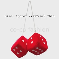 Dice For Car Mirror Auto Rear Mirror Plush Dice Soft And Fuzzy Car Charm Interior Ornament For Sedan