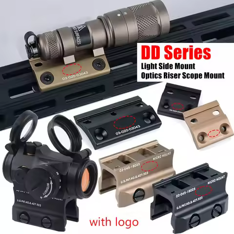 Tactical DD Light Side Mount Optics Riser Scope Mount Keymod M-LOK Rail DD For T01 T02 Red Dot SUREF