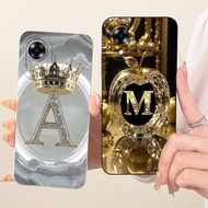Luxury Initial Letters Phone Case For Oppo A17k CPH2471 / A17 CPH2477 Cover Soft Liquid Silicone Len