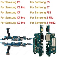 For Samsung Galaxy C5 C7 C9 Pro E5 E7 F52 Z Flip Fold2 Original Charge Board Usb Connector Charging Port Plate PCB Dock Parts