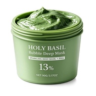 Holy Basil Bubble Deep Mask, Clay-to-Foam Face Mask with PHA & Holy Basil Extract, Gentle Cleansing 