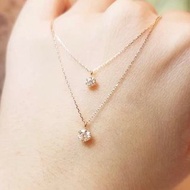 日本製18K 黃K金 20分 鑽石項鍊/頸鍊 六爪情人節