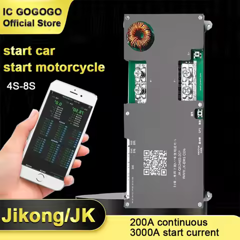 Jikong JK Start Car 4S 8S 2A Active Balance BMS 3000A Engine Motorcycle 200A Charge Discharge Protec