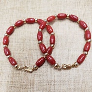 Red Coral With 10k Gold Kids Bracelet