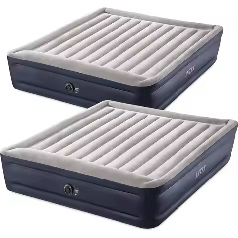 Pack Dura Beam Plus Deluxe Airbed, Inflatable Blow Up Portable Air Mattress with Built-in Internal A