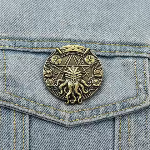 Horror Literature H. P. Lovecraft Cthulhu Mythos Metal Brooch Book Of Necromancy Lapel Badge Clothin