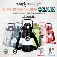 SUNDAYEROO Tumbler Botol Air Tahan Sejuk Hingga 24Jam 1300ML Stainless Steel 316 Anti Leaking Tumble