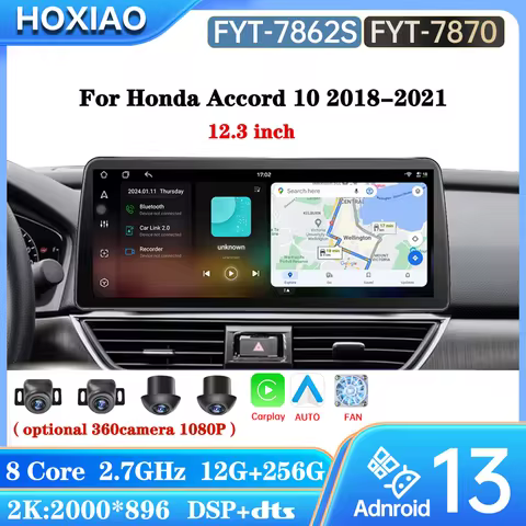 12.3inch UIS7870 Android 13 For Honda Accord 10 2018 - 2021 Car Radio 360 Carplay auto GPS Navigatio