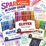 Glitter Gel Pen Set 12 Colors 0.8mm Fine Tip Drawing Pens