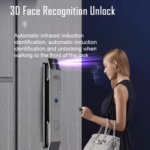 Tuya APP Smart Life APP Control Voice Intercom Smart Lock 3D Face Recognition Fingerprint Password S