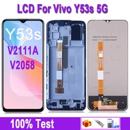 จอ LCD แบบดั้งเดิม6.58 "สำหรับ VIVO Y53S 5G V2111A V2058ชิ้นส่วนจอสัมผัสแอลซีดีของเครื่องแปลงดิจิทัล