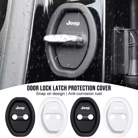 4Pcs Silicone Car Door Lock Protector Cover Auto Accessory Stickers For Jeep Wrangler Grand Cherokee