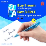 Double A Bond Paper F4(Long) 80 GSM 500 Sheets FREE 3pcs Alpine Ballpen