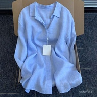 Cotton Linen Shirt Summer Women Linen Casual Cotton Linen Lapel Sunscreen Top Summer New Style Thin 