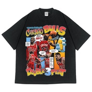 Chicago Bulls Double 3 Pea Oversized HEAVYWEIGHT 16s Black Popular T-Shirt