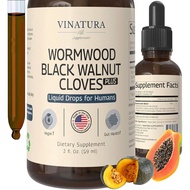 VINATURA Wormwood Black Walnut Cloves Liquid - Cleanse, Detox for Humans with Papaya Leaf and Pumpki
