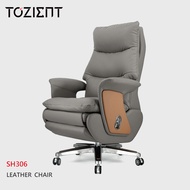 TOZIENT Leather Boss Chair [SH306] Tozient Leather Office Study Reclinable Comfortable Computer Chair Light Luxury Backrest Executive Chair