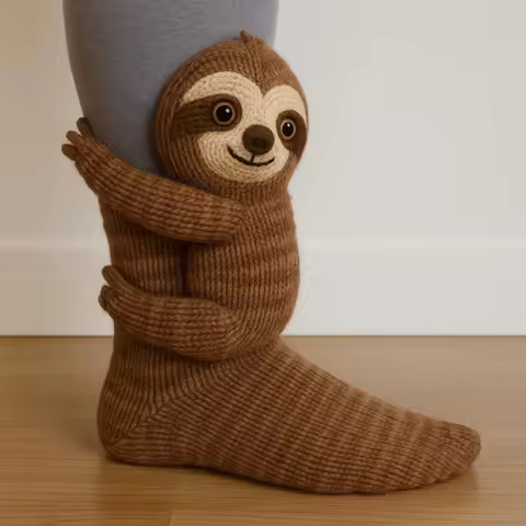 3D Knitted Cute Animal Floor Socks New Fun Novelty Handmade Crocheted Warm Socks Cubic Sloth Panda C