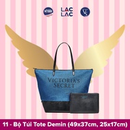 Denim Tote Bag Set with sizes: 49x37cm and 25x17cm (Zippered bag)