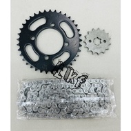DEMAK EVO Z/EVO ZR/DVS110/DV110/DEPAN & BLKG SPROCKET & 428 CHAIN SET/SPROCKET & 428 CHAIN SET