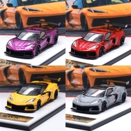 FINE MODEL 1:64 LB Corvette C8 Metallic Purple/Red/Yellow/Grey Diecast Model Car