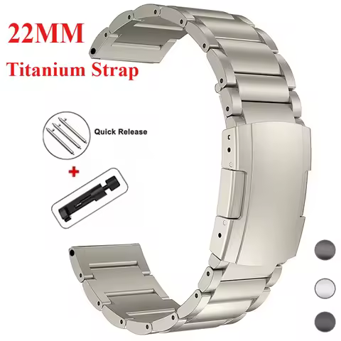 22mm Luxury Titanium Strap For Huawei Watch5 GT5/5Pro GT4 46mm Band For Samsung Watch 46mm 3 45mm Br