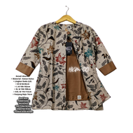 Batik Atasan wanita Cantik Kerja Kantoran Katun Premium Lengan 3/4 Modern Retro Model Produksi Wafda