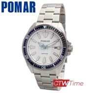 Pomar นาฬิกาข้อมือผู้ชาย สายสแตนเลส รุ่น PM73551SS0254 (สีเงินหน้าปัดขาว / ขอบน้ำเงินเทา)