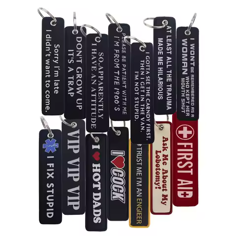 Quote Serises Embroidered Key Cool Man Key Tags Keychain for Car Motorcycles Keyring Holder Jewelry 