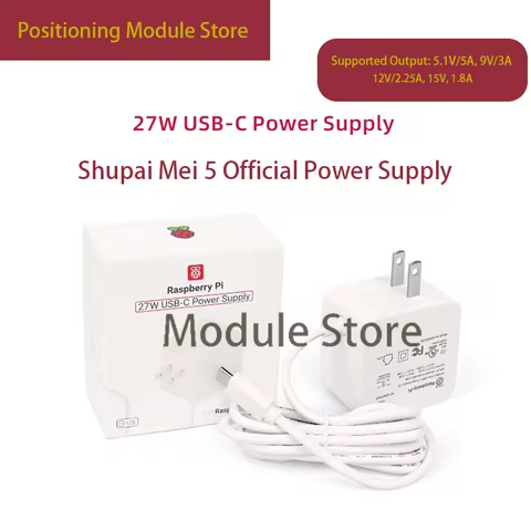 Raspberry Pi 5 Official Power Supply 27W USB-C Official Power Supply 5.1V 5A Adapter Supports PD Sta