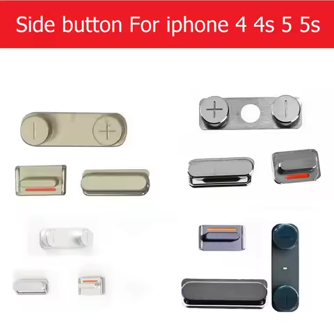 1set (Power On Off + Volume Switch + Mute ) side Button for iPhone 4 4s 5 5S side keypads gold /silv