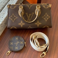 路易威登/Louis Vuitton Onthego East-West橫版 經典老花滿印叢林包 單肩包手提包斜挎包 棕色