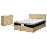[特價]IHouse-品田 房間4件組(床頭箱、收納抽屜+掀床底、床墊、斗櫃) 雙大6尺梧桐