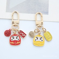Cute Blessing Daruma Lucky Cartoon Metal Keychain Beautiful Meaning Bag Pendant Small Gift Wholesale