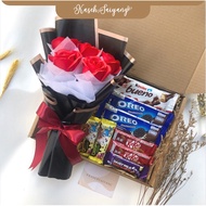 🔥Ship 24h🔥 Bouquet Surprise Box FREE Rose Money Bajet Murah Giftbox Bunga Chocolate Coklat Soap
