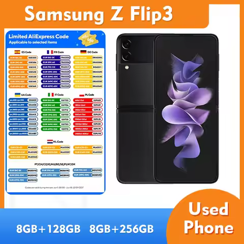 Samsung Galaxy Z Flip3 5G RAM 8GB ROM 128GB/256GB 6.7inches 120Hz Screen Face Recognition 12MP camer