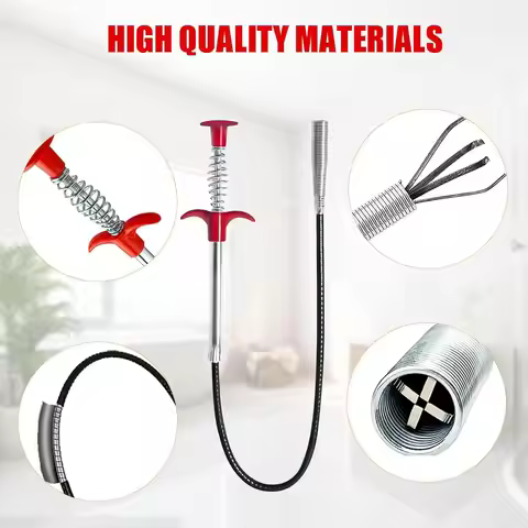 60cm Sink Drain Clog Remover Graspable Pickup Tool Shower Hair Clog Remover Downspout Drain Cleaning