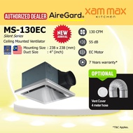 Airegard MS-130EC D2 Square (AS6090) - 4" Exhaust Fan Ventilator [Silent Series] Air Ventilation MS1