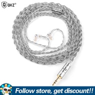 QKZ สายอะไหล่หูฟัง T7สายทองแดงสีเงินสายที่คาดศีรษะแบบถักเปีย3.5มม. 2PIN ปลั๊ก S/qdc สำหรับ QKZ ZX3 Z