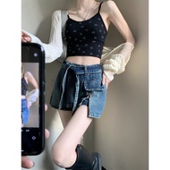 Chân Váy Jean Mini Lưng Cao Phối Dây Rút Phong Cách Hàn Quốc Thời Trang Mùa Hè Cho Nữ Quynh c54