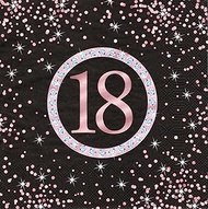 20 Napkins for 18th Birthday, 18th Birthday Child, Diamond, Black, Pink, Debut, Anniversary Napkins,