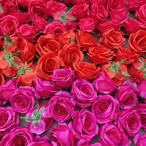 5pcs/Lot 10CM Luxury Artificial Silk Rose Heads Wedding Floral Arrangements Material Home Decor DIY 