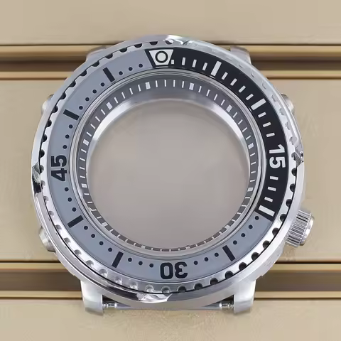 43mm Waterproof Watch Case With Chapter Ring Luminous Bezel For Mod Tuna Canned Seiko NH35 NH36 NH34