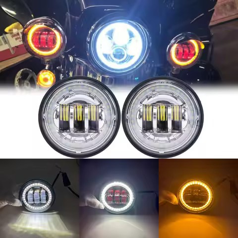 2PCS 4.5"inch Motorcycle LED Fog Passing Auxiliary Light for Road King FLHR 2005 2006 2009 2010 2011