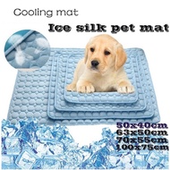 5 sizes Pet Cooling Mat Summer Mattress Sleeping Pad Moisture-proof Cool Ice Silk Small Animal Cold Bed Cushion Dog Cat Grey/Grey/Blue