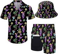 Men's 80s Shirt and Shorts Set 80s 90s outfit 90s Shirt Suits with Bucket Hats